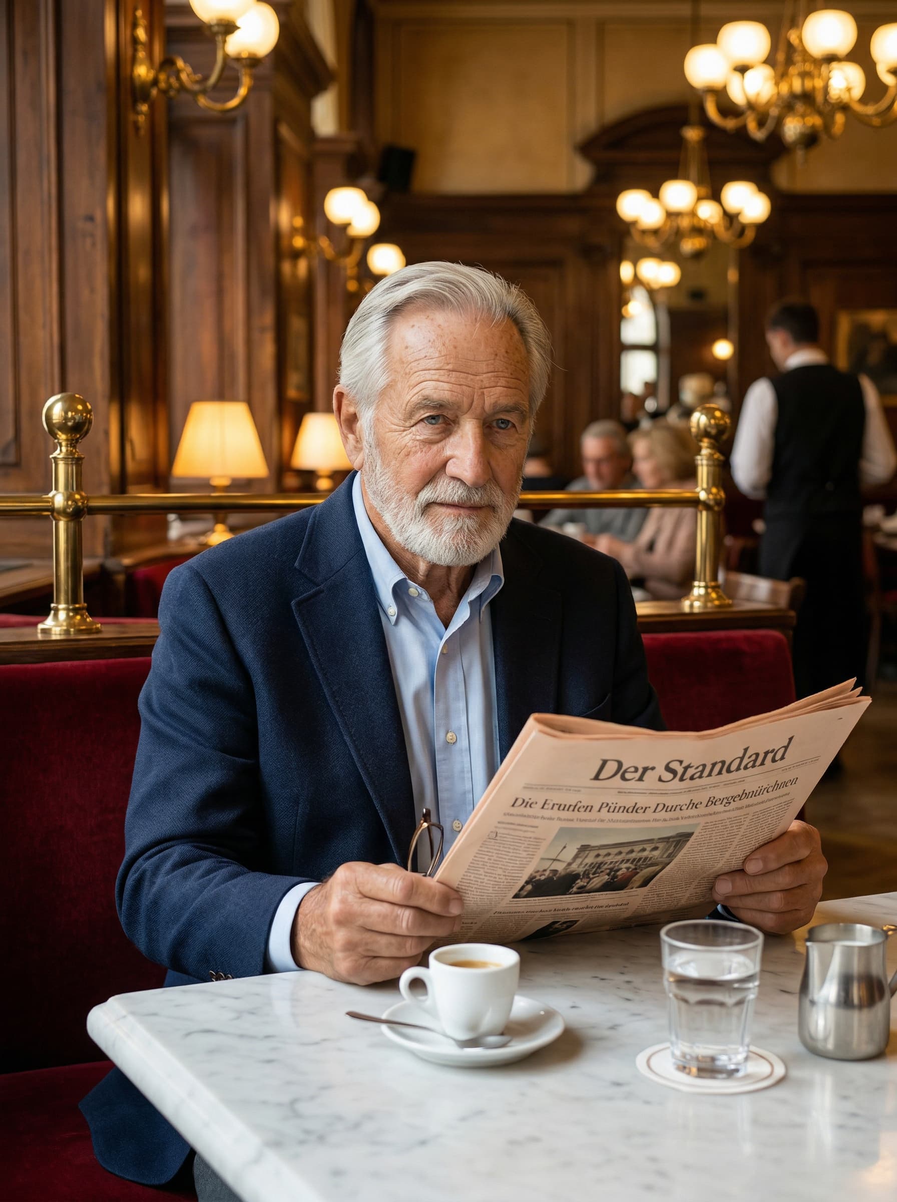Lifestyle – Eleganter älterer Herr im klassischen Wiener Kaffeehaus